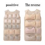 Double-sided hanging storage organizer for underwear and socks—made of Oxford cloth, designed for wall-mounted use.