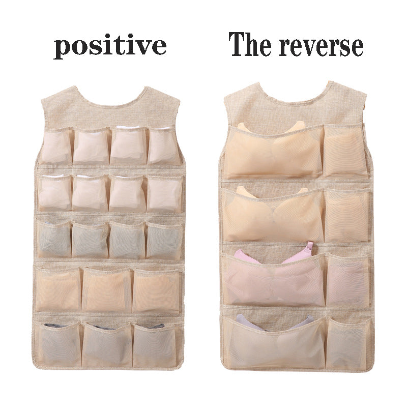 Double-sided hanging storage organizer for underwear and socks—made of Oxford cloth, designed for wall-mounted use.