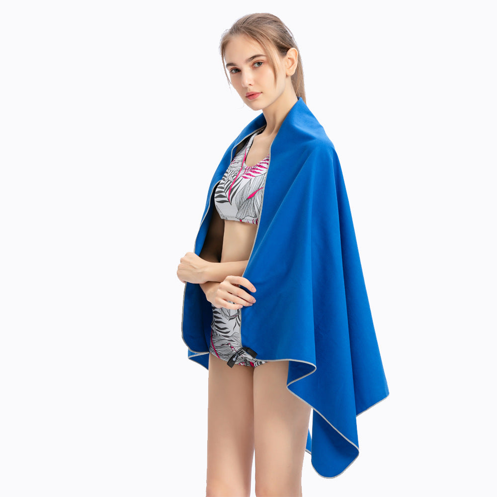 Solid-color double-sided fleece beach towel for adults – absorbent, quick-drying, and lint-free.