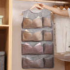 Double-sided hanging storage organizer for underwear and socks—made of Oxford cloth, designed for wall-mounted use.