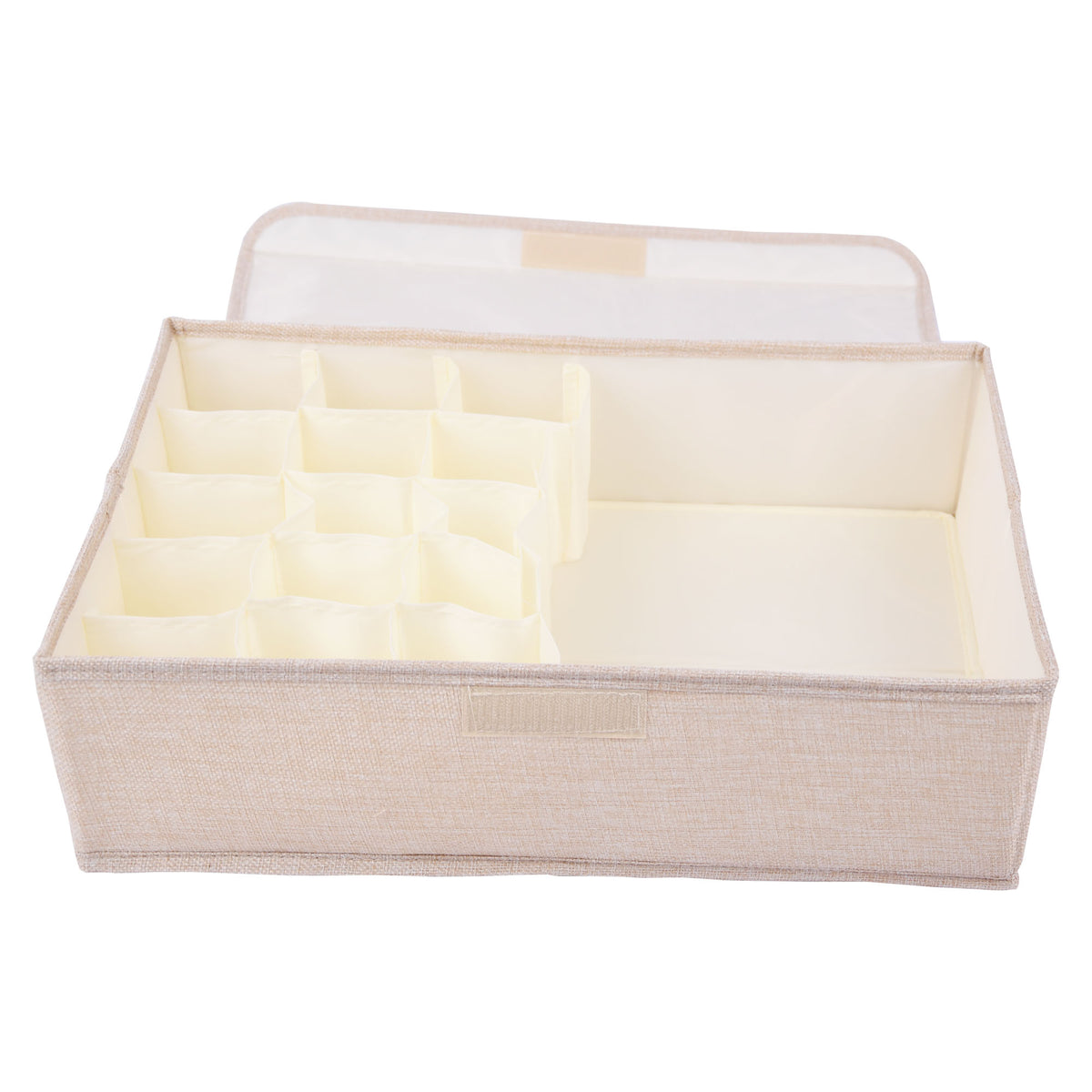 Washable Fabric Underwear Organizer Box with Lid – Foldable Storage Bin for Socks, Panties, and Bras