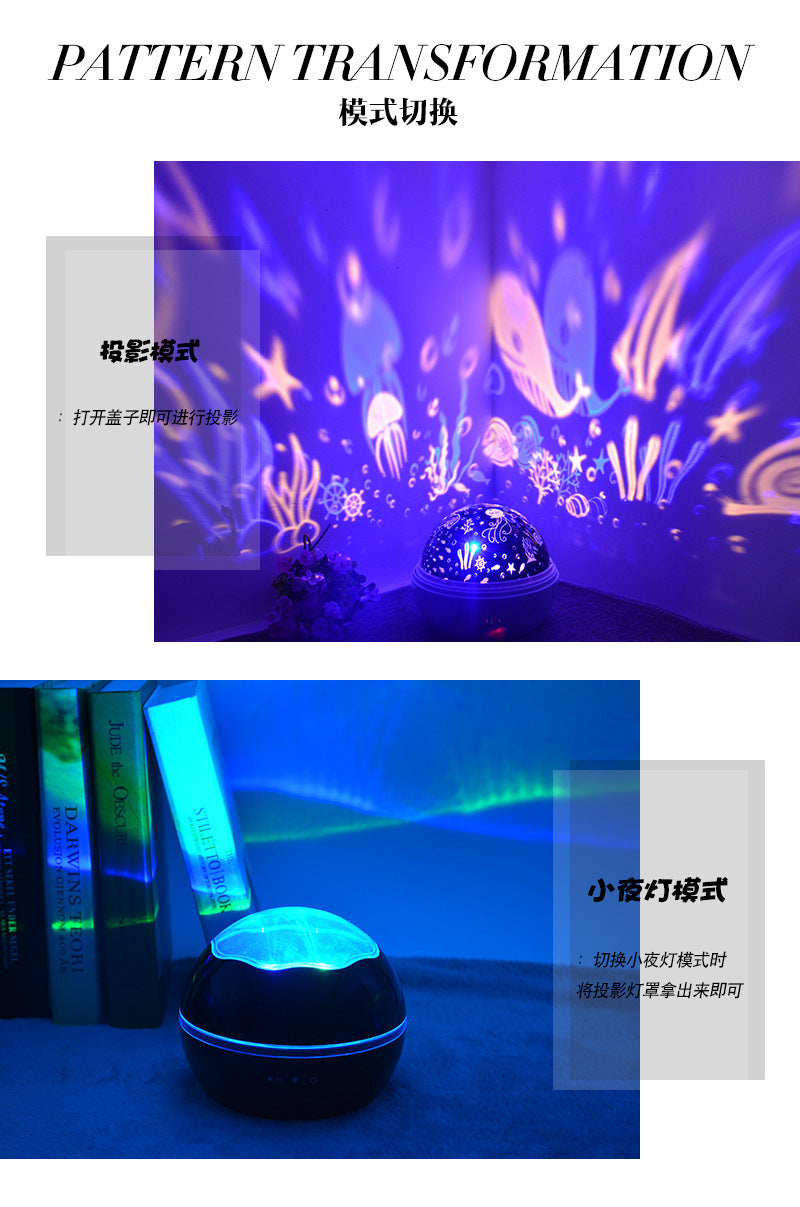 Rotating USB Starry Sky & Ocean Projector Night Light – Birthday Gift